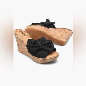 Born Black Cork Wedge Sandals